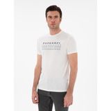 Cacharel Erkek Beyaz Slim Fit Bisiklet Yaka Desenli T-Shirt 50302274-VR013
