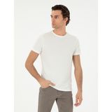 Cacharel Erkek Beyaz Slim Fit Bisiklet Yaka Dokulu T-Shirt 50305097-VR013 - 2XL