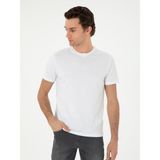 Cacharel Erkek Beyaz Slim Fit Bisiklet Yaka Merserize Basic T-Shirt 50305451-VR013 - 5XL