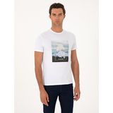 Cacharel Erkek Beyaz Slim Fit Bisiklet Yaka Pamuk Karışımlı T-Shirt 50311403-VR013 - 2XL