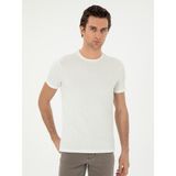 Cacharel Erkek Beyaz Slim Fit Çizgi Dokulu Bisiklet Yaka T-Shirt 50303372-VR013