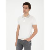 Cacharel Erkek Beyaz Slim Fit Fermuarlı Polo Yaka Triko T-shirt 50285434-VR013 - 2XL