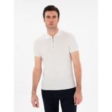 Cacharel Erkek Beyaz Slim Fit Fermuarlı Polo Yaka Triko T-Shirt 50309881-VR013