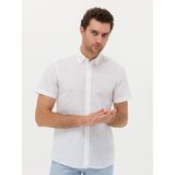 Cacharel Erkek Beyaz Slim Fit Keten Karışımlı Kısakol Gömlek 50269570-VR013