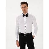 Cacharel Erkek Beyaz Slim Fit Pamuk Karışımlı Manşetli Smokin Gömlek 50304049-VR013 - 42