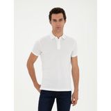 Cacharel Erkek Beyaz Slim Fit Polo Yaka Merserize T-shirt 50284772-VR013 - 2XL