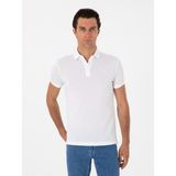 Cacharel Erkek Beyaz Slim Fit Polo Yaka Pamuklu Basic T-Shirt 50300934-VR013 - 2XL