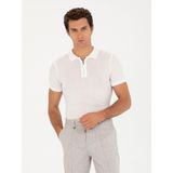 Cacharel Erkek Beyaz Slim Fit Polo Yaka Triko T-Shirt 50265894-VR013 - 3XL