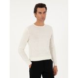 Cacharel Erkek Beyaz Slim Fit Yün Karışımlı Bisiklet Yaka Basic Triko Kazak 50293301-VR013 - 2XL