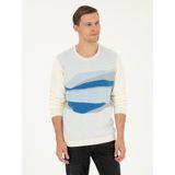 Cacharel Erkek Beyaz Slim Fit Yün Karışımlı Bisiklet Yaka Triko Kazak 50271657-VR013