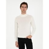 Cacharel Erkek Beyaz Slim Fit Yün Karışımlı Yarım Balıkçı Yaka Basic Triko Kazak 50270172-VR013