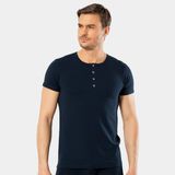 Cacharel Erkek Bisiklet Yaka Düğmeli T-shirt Lacivert XXL