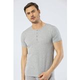 Cacharel Erkek Bisiklet Yaka Düğmeli T-Shirt - XL - Gri