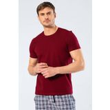 Cacharel Erkek Bisiklet Yaka Likrali T-Shirt Bordo