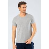 Cacharel Erkek Bisiklet Yaka Likrali T-Shirt Gri