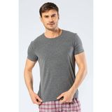 Cacharel Erkek Bisiklet Yaka Likralı T-shirt Koyu Gri - M