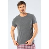 Cacharel Erkek Bisiklet Yaka Likrali T-Shirt Koyu Gri