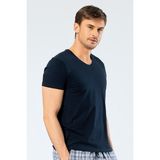 Cacharel Erkek Bisiklet Yaka Likralı T-Shirt - Lacivert - XL