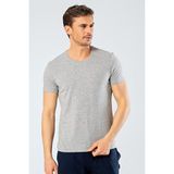 Cacharel Erkek Bisiklet Yaka Likralı T-Shirt - M - Gri