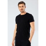 Cacharel Erkek Bisiklet Yaka Likralı T-Shirt - Siyah - XL