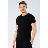 Cacharel Erkek Bisiklet Yaka Likralı T-shirt - Siyah XXL