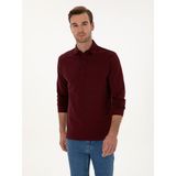 Cacharel Erkek Bordo Regular Fit %100 Pamuk 3 İplik Polo Yaka Sweatshirt 50318960-VR014