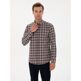 Cacharel Erkek Bordo Slim Fit %100 Pamuk Kareli Gömlek 50311627-VR014 - 2XL