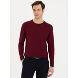 Cacharel Erkek Bordo Slim Fit Bisiklet Yaka Basic Triko Kazak 50230646-VR014