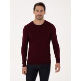 Cacharel Erkek Bordo Slim Fit Pamuk Karışımlı Bisiklet Yaka Triko Kazak 50318676-VR014 - XL