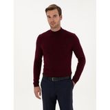 Cacharel Erkek Bordo Slim Fit Pamuk Karışımlı Yarım Balıkçı Yaka Triko Kazak 50318677-VR014 - 2XL