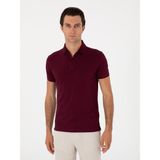 Cacharel Erkek Bordo Slim Fit Polo Yaka Pamuklu Basic T-Shirt 50300934-VR014 - 4XL