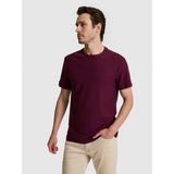 Cacharel Erkek Bordo Slim Fit Saf Pamuk Ince Fitilli Bisiklet Yaka T-Shirt 50328374-VR014 - XL