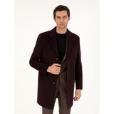 Cacharel Erkek Bordo Slim Fit Yün Karışımlı Kaşe Kaban 50292573-VR014 - 52