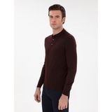 Cacharel Erkek Bordo Slim Fit Yün Karışımlı Polo Yaka Basic Triko Kazak 50293274-VR014