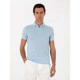 Cacharel Erkek Buz Mavisi Slim Fit Polo Yaka Pamuklu Basic T-Shirt 50300934-VR095