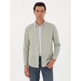 Cacharel Erkek Çağla Regular Fit Pamuk Desenli Gömlek 50300514-VR016 - XL