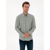 Cacharel Erkek Çağla Slim Fit Kareli %100 Pamuk Gömlek 50310494-VR016 - XL