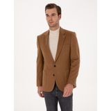 Cacharel Erkek Camel Slim Fit %100 Kaşmir Flanel Ceket 50314254-VR015 - 6 Drop - 48