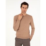 Cacharel Erkek Camel Slim Fit Bisiklet Yaka Yün Karışımlı Basic Triko Kazak 50293301-VR015 - 2XL