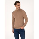 Cacharel Erkek Camel Slim Fit Yün Karışımlı Çeyrek Balıkçı Yaka Basic Triko Kazak 50318891-VR015