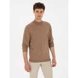Cacharel Erkek Camel Slim Fit Yün Karışımlı Yarım Balıkçı Basic Triko Kazak 50315296-VR015 - 2XL