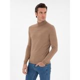 Cacharel Erkek Camel Slim Fit Yün Karışımlı Yarım Balıkçı Yaka Basic Triko Kazak 50293281-VR015