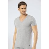 Cacharel Erkek Derin V Yaka Likralı T-shirt - GRİ XXL