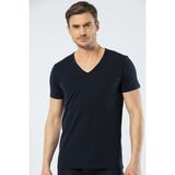 Cacharel Erkek Derin V Yaka Likralı T-Shirt - S - Lacivert