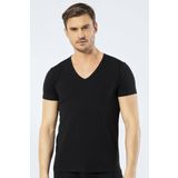 Cacharel Erkek Derin V Yaka Likralı T-Shirt - S - Siyah