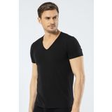 Cacharel Erkek Derin V Yaka Likralı T-shirt Siyah L