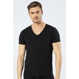 Cacharel Erkek Derin V Yaka Likralı T-shirt Siyah - XL