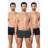 Cacharel Erkek Desenli Likralı Boxer 3'Lü Paket 1339/Lacivert 7
