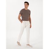 Cacharel Erkek Ekru Carrot Fit Keten Karışımlı Beli Bağcıklı Kanvas Pantolon 50305639-VR019 - 32 - 33