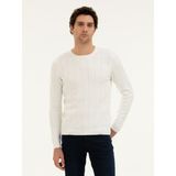 Cacharel Erkek Ekru Regular Fit Bisiklet Yaka Triko Kazak 50279607-VR019 - 3XL